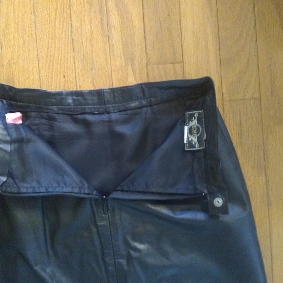 IOU black leather skirt 80's Cuir sz 7/8 - Picture 3 of 5
